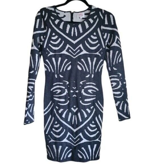 Parker Bodycon Stretch Knit Dress Metallic Dark Gray White Size Small - Picture 10 of 10